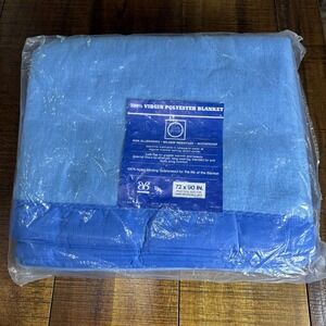 Vtg NOS Blanket by Bibb - Blue 100% Virgin Polyester 72 x 90 Twin or Double USA